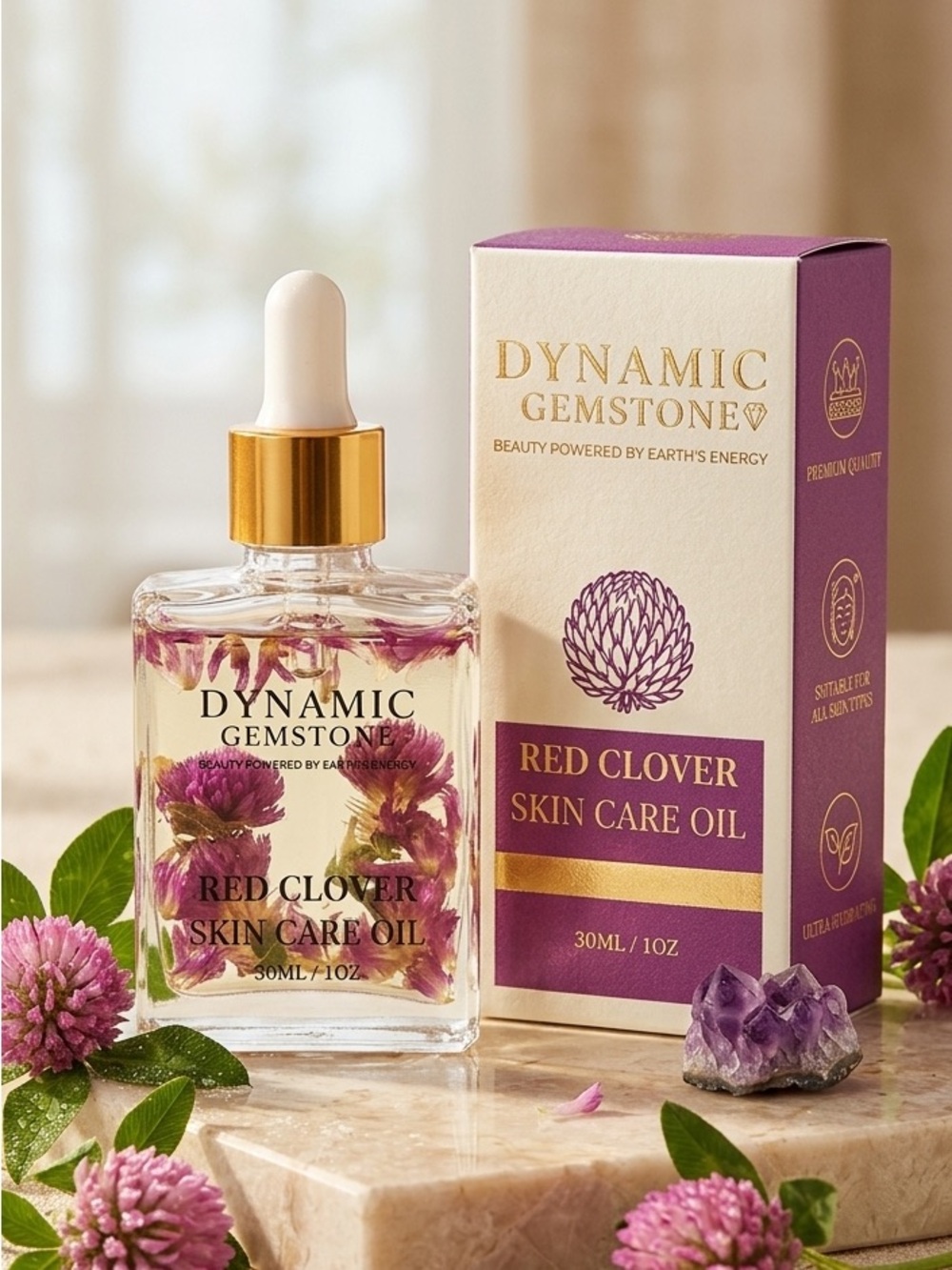 Dynamic Gemstone Red Clover Skin Care Oil ~ Retail $550